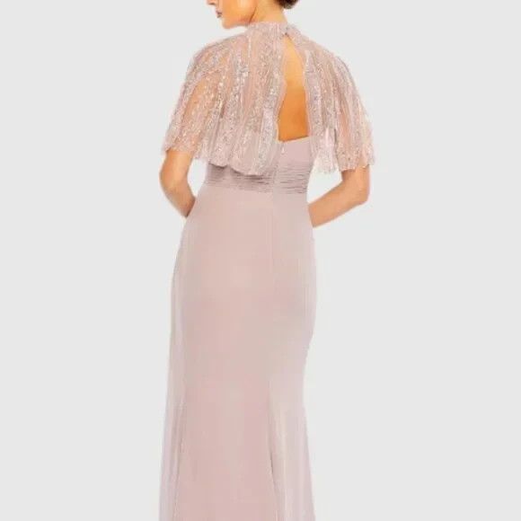 Mac Duggal Pink Sleeveless Embellished Cape Formal Gown 20467 SZ 16 NWT Rose - Picture 5 of 5